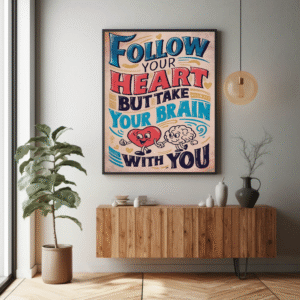 Follow Your Heart — But Take Your Brain With You (Balanced Inspiration Wall Art – Signature Digital Print)